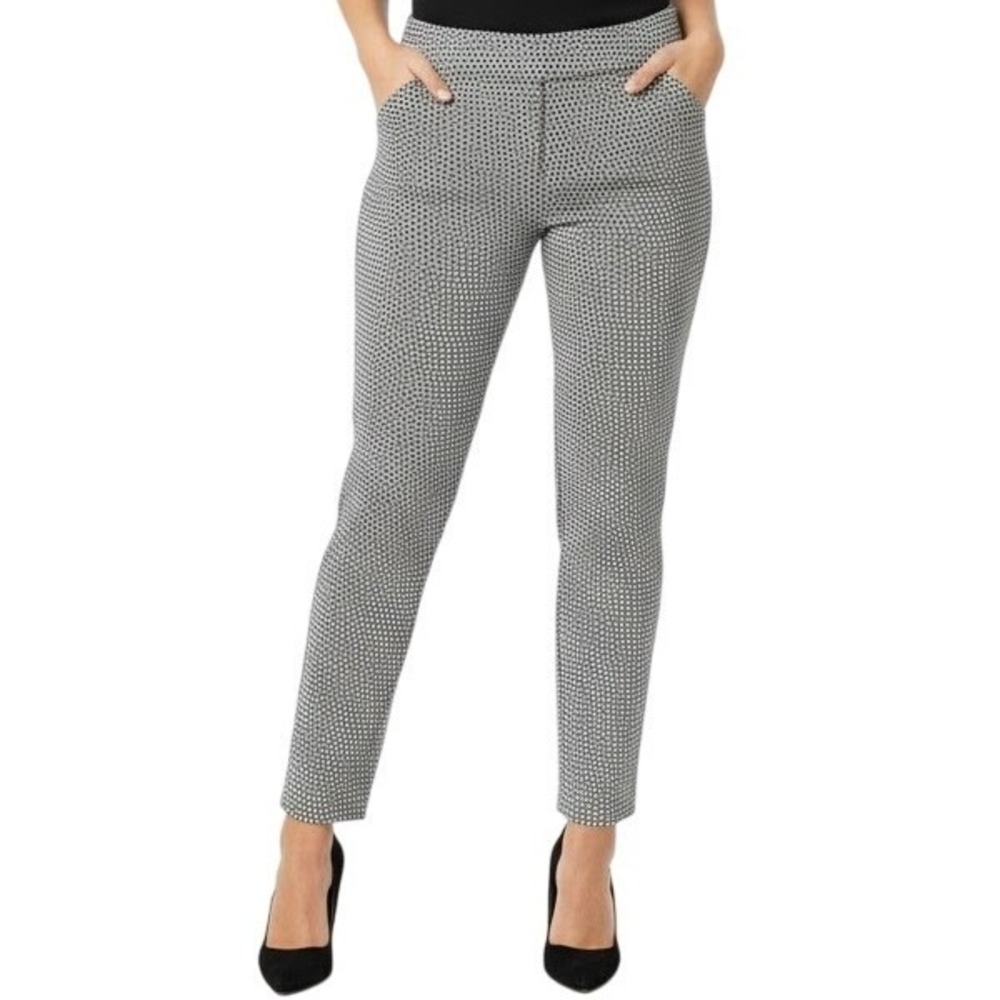 Lee Sculpting Slim Leg Pants Size 6 Short New Black White Starburst Stretch Work
